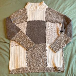 Lizsport Petite Patchwork Turtleneck Sweater — Size Small!
